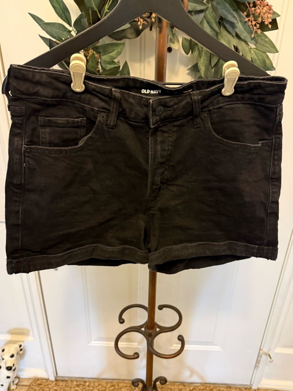 Old Navy OG Straight Secret Smooth Pockets Black High Rise Jean Shorts 14